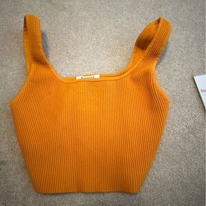 Aritzia babaton cropped yellow ribbed tank top